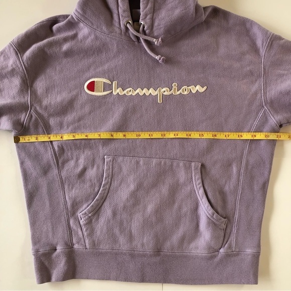 Champion Reverse Weave Womens Hoodie Size M Mauve with full spell out logo - Picture 7 of 15